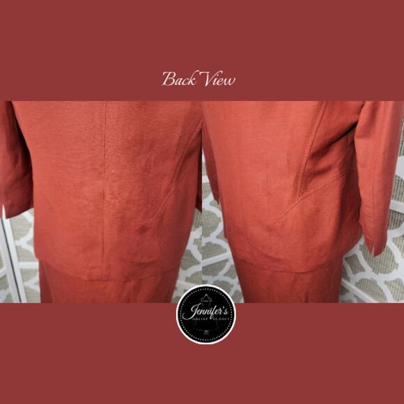 Kasper Petite Women's Rust Linen/Rayon 2-Piece Jacket & Skirt Suit Size 10P - Picture 5 of 9